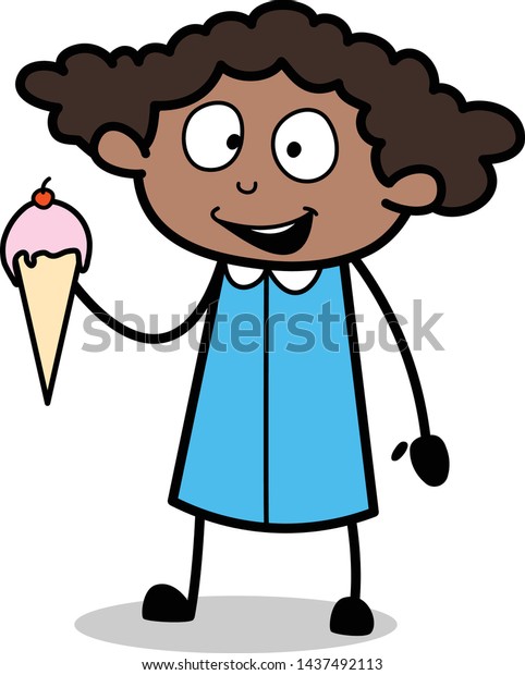 Eating Icecream Retro Black Office Girl Stock Vector (royalty Free 