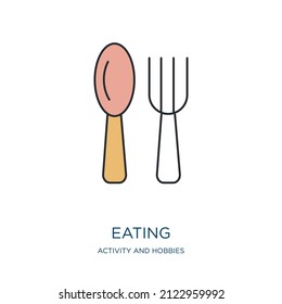 eating icon from activity and hobbies collection. Thin outline eating, food, lunch detailed offset lineal color icon isolated on white background. Line vector eating sign, symbol for web and mobile