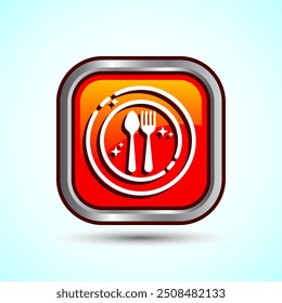 Eating Icon Button Design Illustration. Fork, Spoon, Restaurant icon
