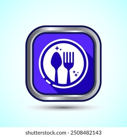 Eating Icon Button Design Illustration. Fork, Spoon, Restaurant icon