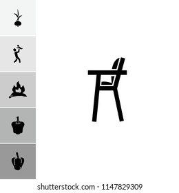 Eating icon. collection of 6 eating filled icons such as chili, pepper, onion, baby chair. editable eating icons for web and mobile.