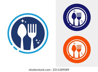 Comendo Icon Design Illustration. Garfo, colher, ícone do restaurante