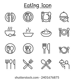 Icono de alimentación en estilo de línea delgada