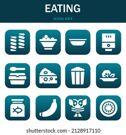 eating icon set. Vector  illustrations related with Marshmallow, Fruit bowl and Bowl