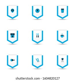 Eating icons colored set with no drinking, cafe, bbq and other tea elements. Isolated vector illustration eating icons.