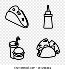 Eating icons set. set of 4 eating outline icons such as taco, ketchup