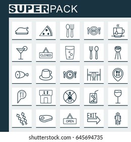 Eating Icons Set. Collection Of Board, Fresh Dining, Meal Hour And Other Elements. Also Includes Symbols Such As Cutlery, Chair, Pizzeria.