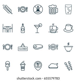 Eating Icons Set. Collection Of Dining Room, Fresh Dining, Soda And Other Elements. Also Includes Symbols Such As Soup, Closed, Prohibited.