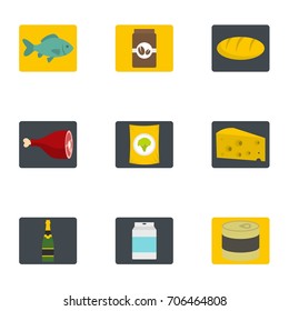 Eating icons set. Flat illustration of 9 eating vector icons for web design