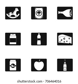 Eating icons set. Simple illustration of 9 eating vector icons for web design