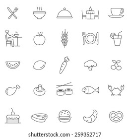 Eating line icons set.Vector