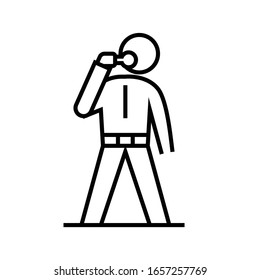 Eating man line icon, concept sign, outline vector illustration, linear symbol.