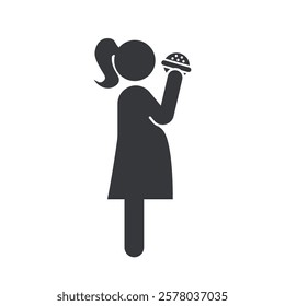 Eating meal food sign for pregnant women, isolated on a white background, suitable for health or warning materials