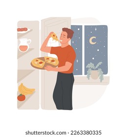 Eating at night isolated cartoon vector illustration. Secret eaters violating diet and eating at night together, family lifestyle, bad food habits, nutrition problem vector cartoon.