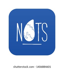Eating nut icon blue vector isolated on white background