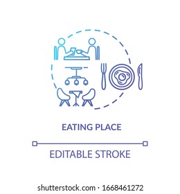Eating place concept icon. Conscious nutrition idea thin line illustration. Dinner at restaurant, lunch in cafe. Catering service Vector isolated outline RGB color drawing
