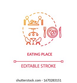 Eating place concept icon. Conscious nutrition idea thin line illustration. Dinner at restaurant, lunch in cafe. Catering service Vector isolated outline RGB color drawing