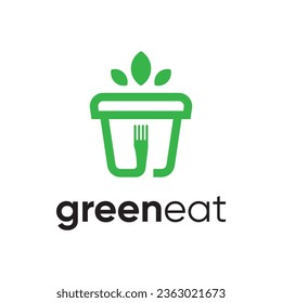 eating place logo design spoon fork food leaf drink kitchen logo design