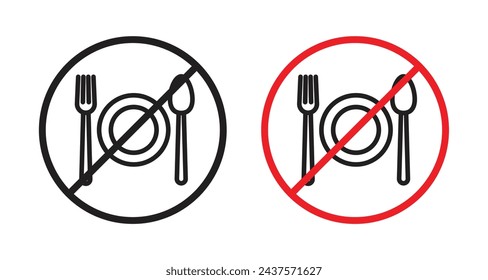 Eating Prohibition Vector Icon Set. Mealtime Ban vector symbol for UI design.