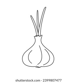 Eating raw vegetable onion line icon. Black Vector illustration