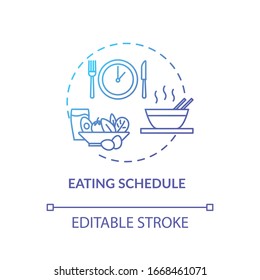Eating schedule concept icon. Mindful eating, conscious food consumption idea thin line illustration. Nutrition plan, balanced diet. Vector isolated outline RGB color drawing