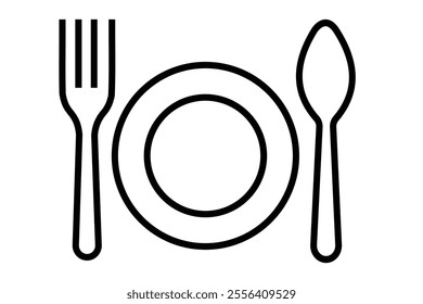 Eating spoon, plate line icon set. Fork, spoon, plate icon vector set. Fork and spoon icon vector set. vector illustration.
