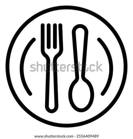 Eating spoon, plate line icon set. Fork and spoon icon vector set. vector illustration.