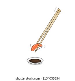 eating  Sushi  with chopstick cartoon vector