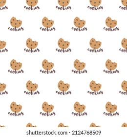 Eating Sweet Chocolate Chip Cookies Vector Graphic Art Seamless Pattern can be use for background and apparel design