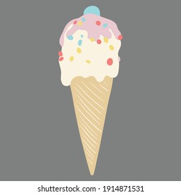 Eating sweet food. Vector element