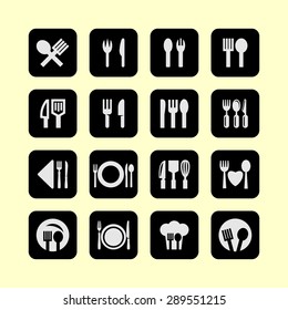 eating  tools instruments icon set