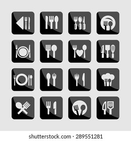 eating  tools instruments icon set