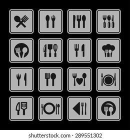 eating  tools instruments icon set