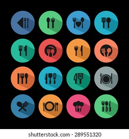 eating  tools instruments icon set