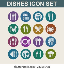 eating  tools instruments icon set