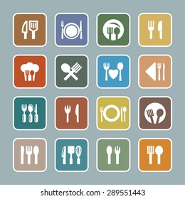 eating  tools instruments icon set