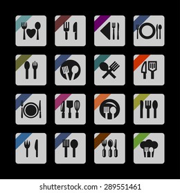 eating  tools instruments icon set