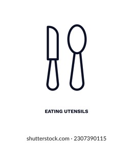 eating utensils icon. Thin line eating utensils icon from hotel and restaurant collection. Outline vector isolated on white background. Editable eating utensils symbol can be used web and mobile