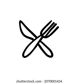 eating utensils icon in vector. Logotype - Doodle
