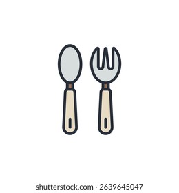 eating utensils icons isolated on White Background. Flat style design