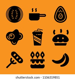 eating, vegan, chef, fly, bubble and table icon vector set. Flat vector design with filled icons. Designed for web and software interfaces