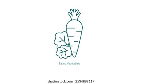 Comer verduras Icono de Vector para una dieta equilibrada
