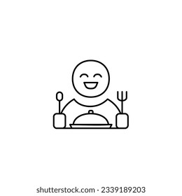 eating well line icon black and white vector with mental health theme