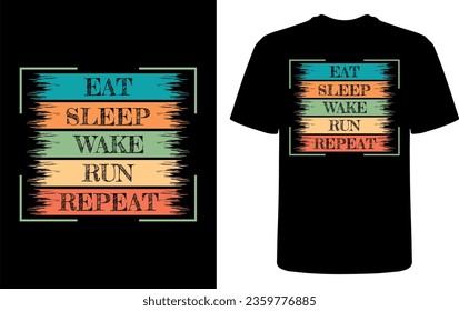 comer, dormir, despertar, correr, repetir diseño de camisetas estilo pincel, tipografía,