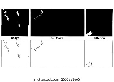 Eau Claire, Dodge and Jefferson County, State of Wisconsin (U.S. county, United States of America, US) map vector illustration, scribble sketch map