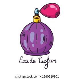 Eau de parfum perfume colorful line icon vector illustration witj hand writing