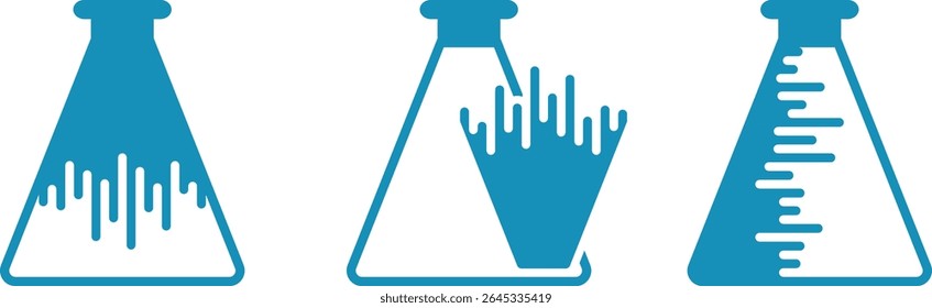 água de toilette em garrafas de vidro, cosméticos e perfumes, tubos de ensaio de laboratório, ciência e estudo, decompostos em camadas	