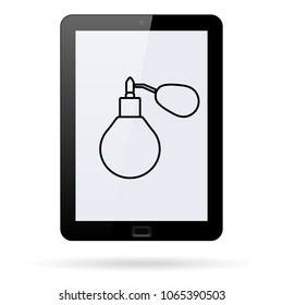 eau de toilette line vector icon on a realistic tablet. Flat design style