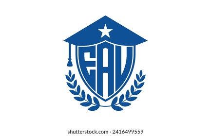 Plantilla de vector de diseño de logotipo académico de la carta inicial de la UEA. monograma, resumen, escuela, universidad, universidad, graduación, símbolo, escudo, modelo, instituto, educativo, canter de entrenamiento, tecnología, signo, insignia
