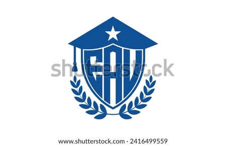 EAU initial letter academic logo design vector template. monogram, abstract, school, college, university, graduation, symbol, shield, model, institute, educational, coaching canter, tech, sign, badge